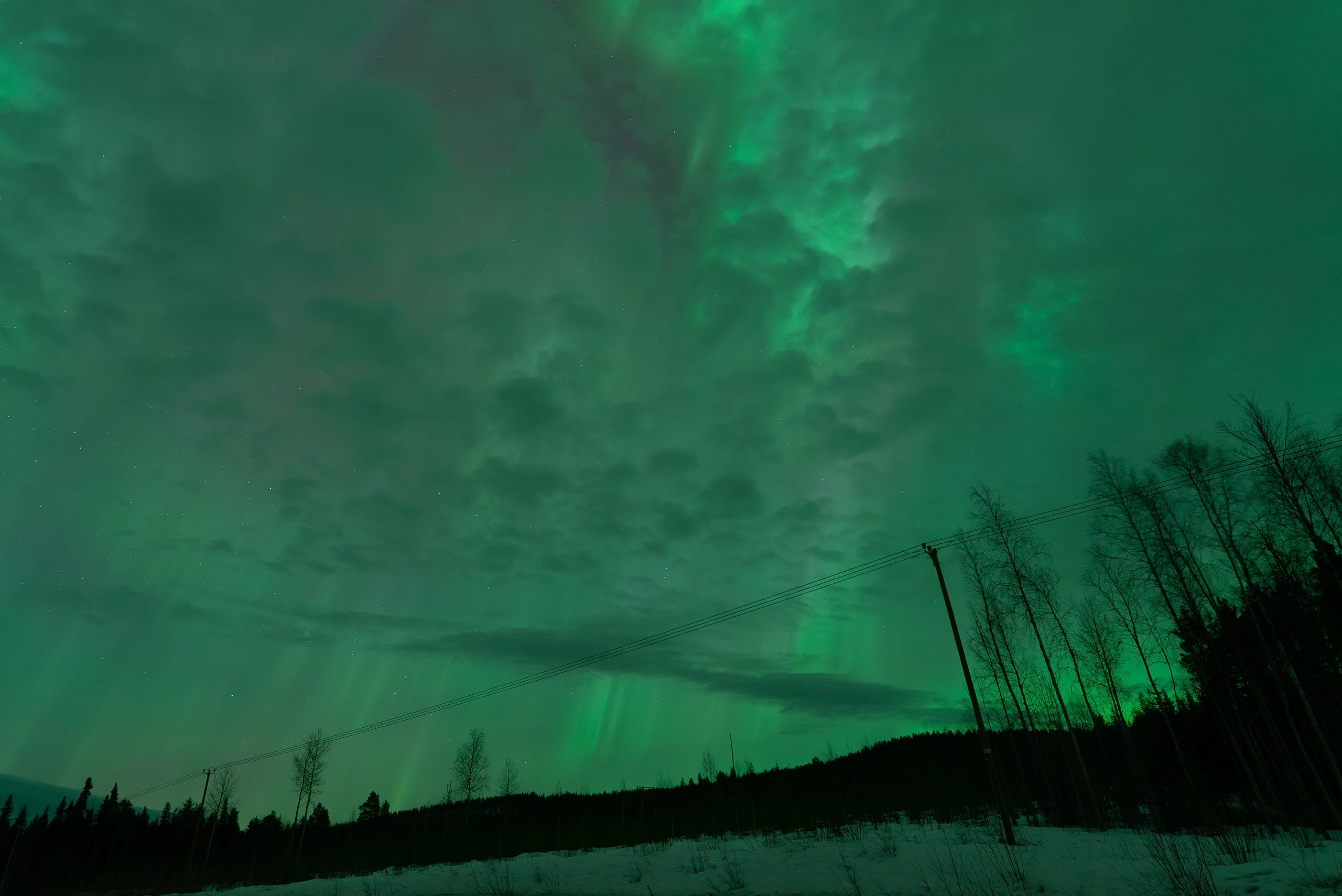 Aurora corona filling the whole sky in Lapland